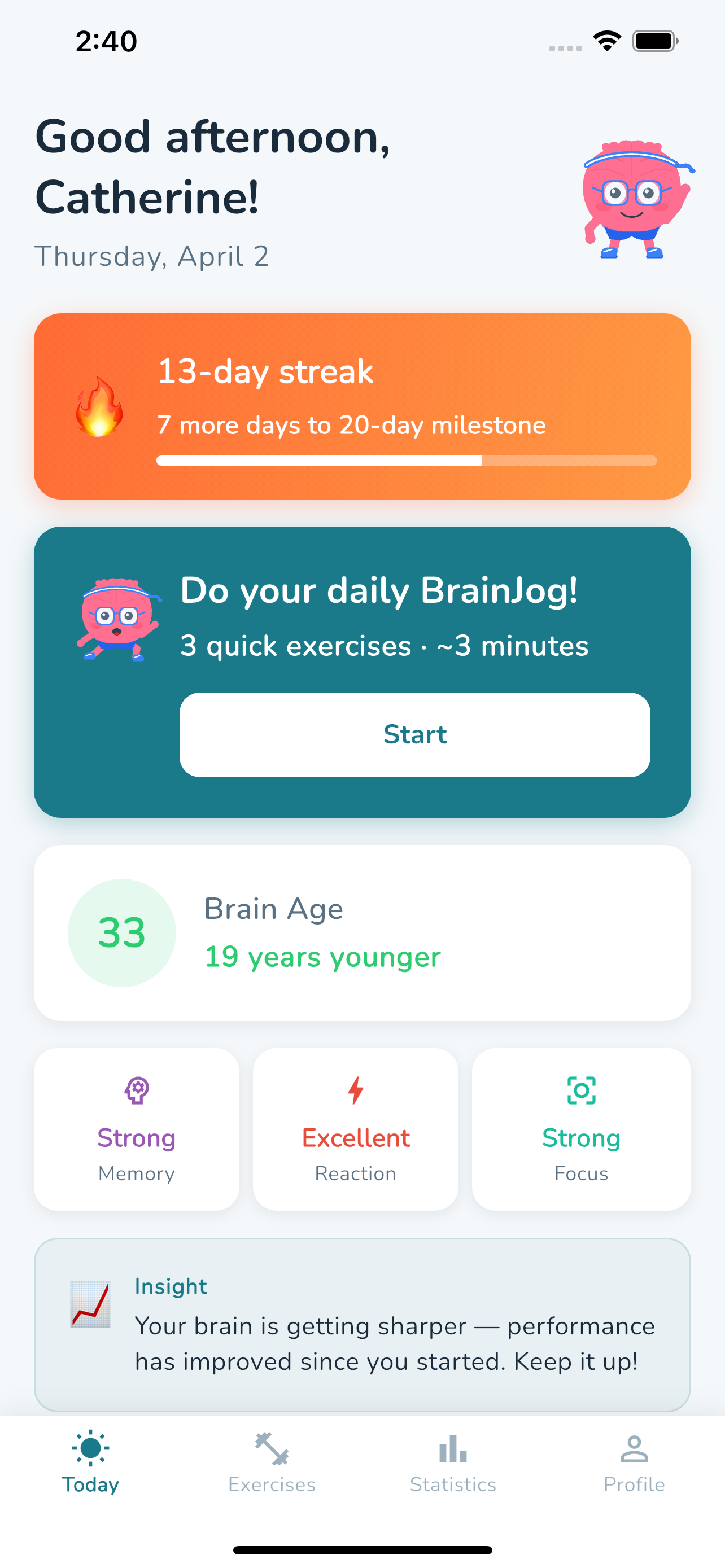 Daily BrainJog dashboard