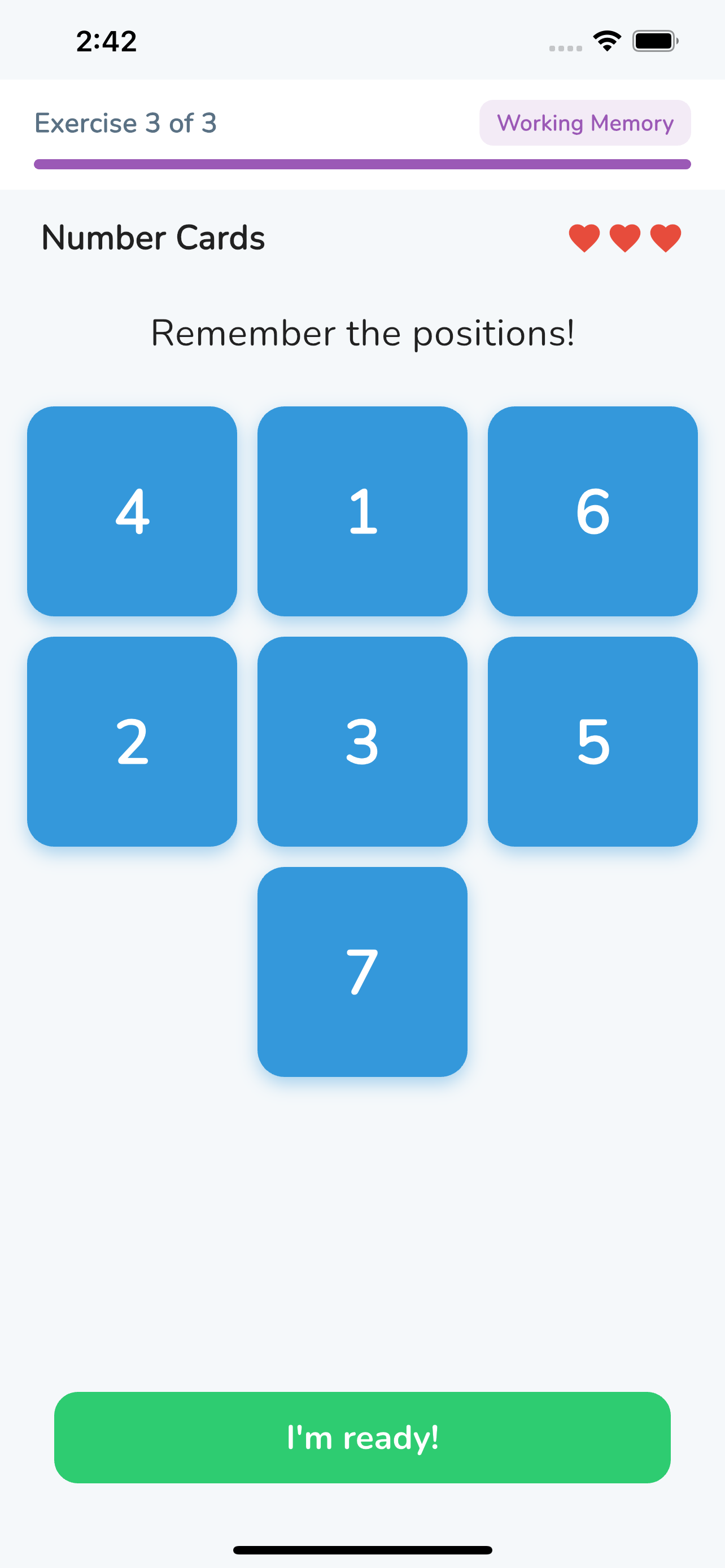 Brain training game in action